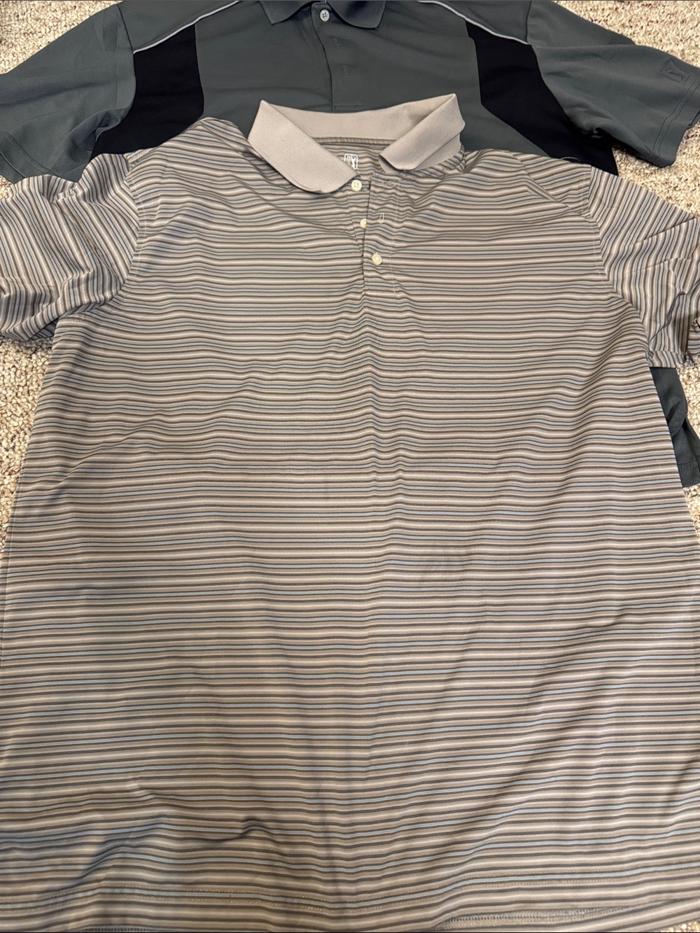 2 PGA Tour Men's Polo - Gray Striped, Dark Gray Contrast - Picture 3 of 4